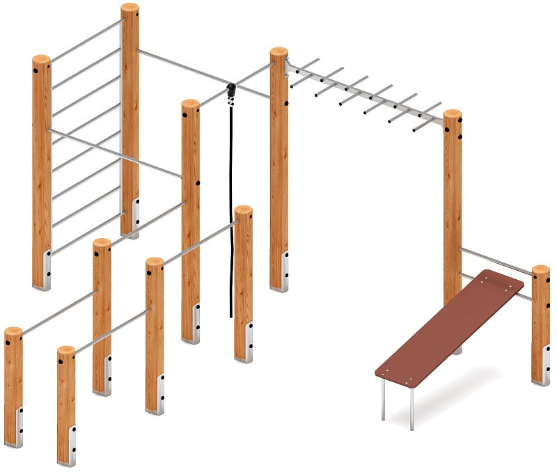 Спортивная серия (лиственница) СК 2.08.06-Л.И1 Габариты (ШхДхВ): 7980х7570 Возрастные ограничения от 5 до 12 лет
