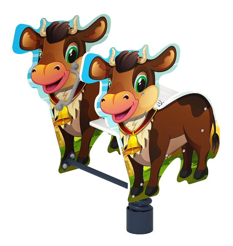 Бычок - Качалка на пружине - ИО 22.01.11-И1 Габариты (ШхДхВ): 880х560х1140 Зона безопасности, мм: 2880х2560 Возрастные ограничения весом не более 70 кг