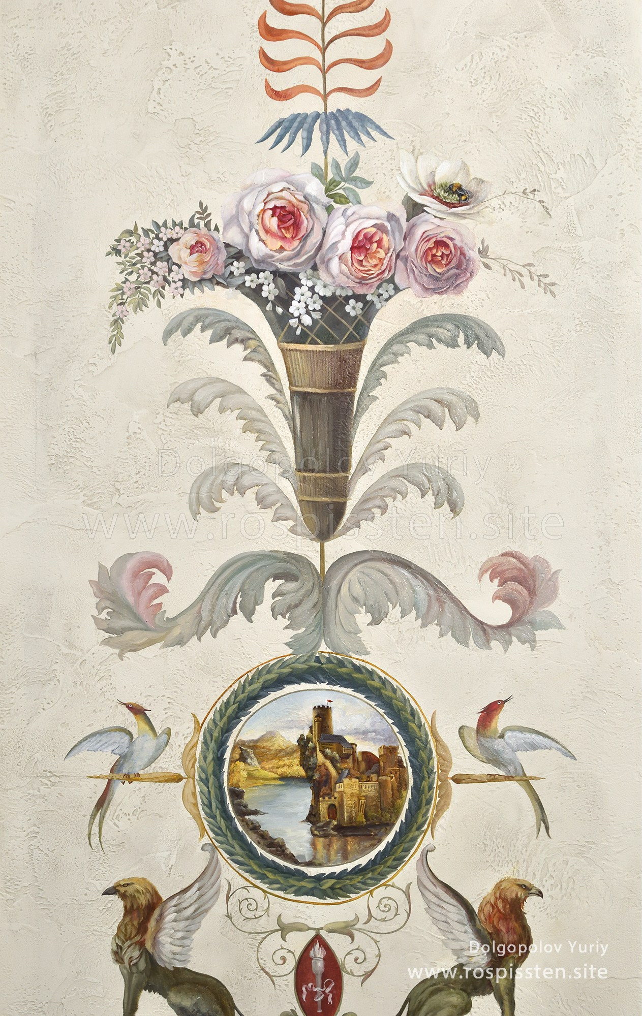 цветы роспись стен москва