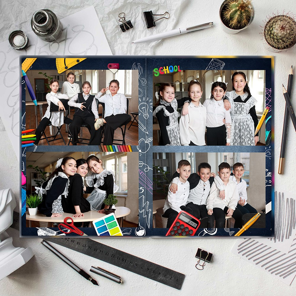 Выпускные альбомы в школу 4 класс  3 разворота стандарт заказать Иваново Ярославле Костроме Владимире. Выпускные альбомы в Иваново в детский сад и школу. Александр и Светлана Янкины