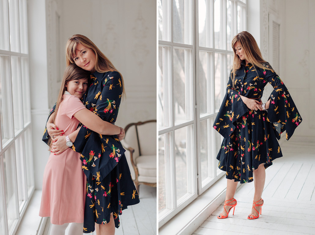 Семейная студийная фотосессия мамы и дочери. Фотограф в Москве Татьяна Байкова
