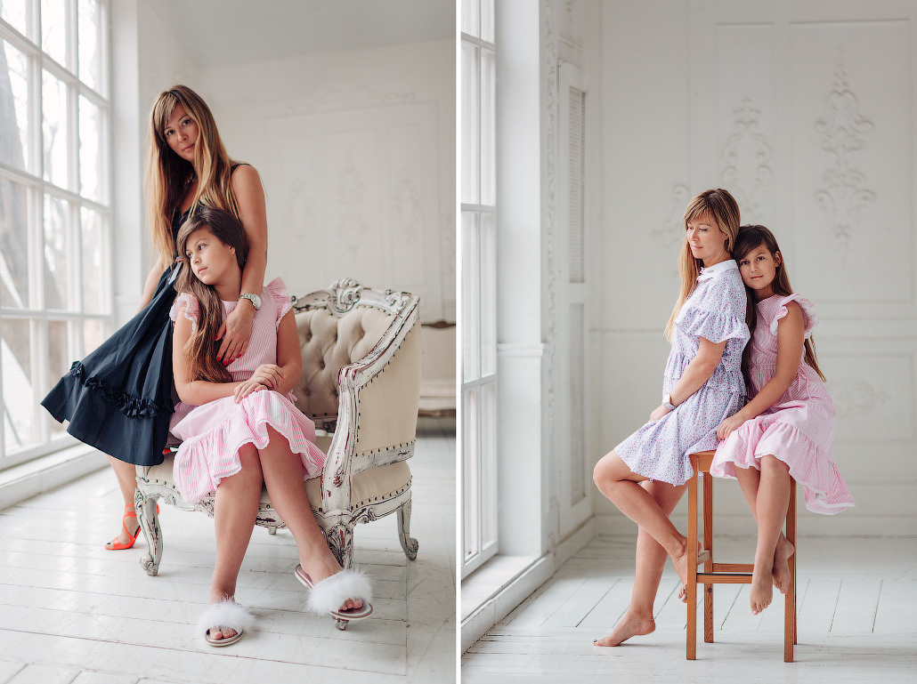 Семейная студийная фотосессия мамы и дочери. Фотограф в Москве Татьяна Байкова