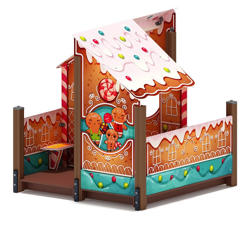 Теремок (Пряничный домик) - Беседка - МФ 10.07.01-02 Габариты (ШхДхВ): 2490x1960x2040 Зона безопасности, мм: 3490х2960