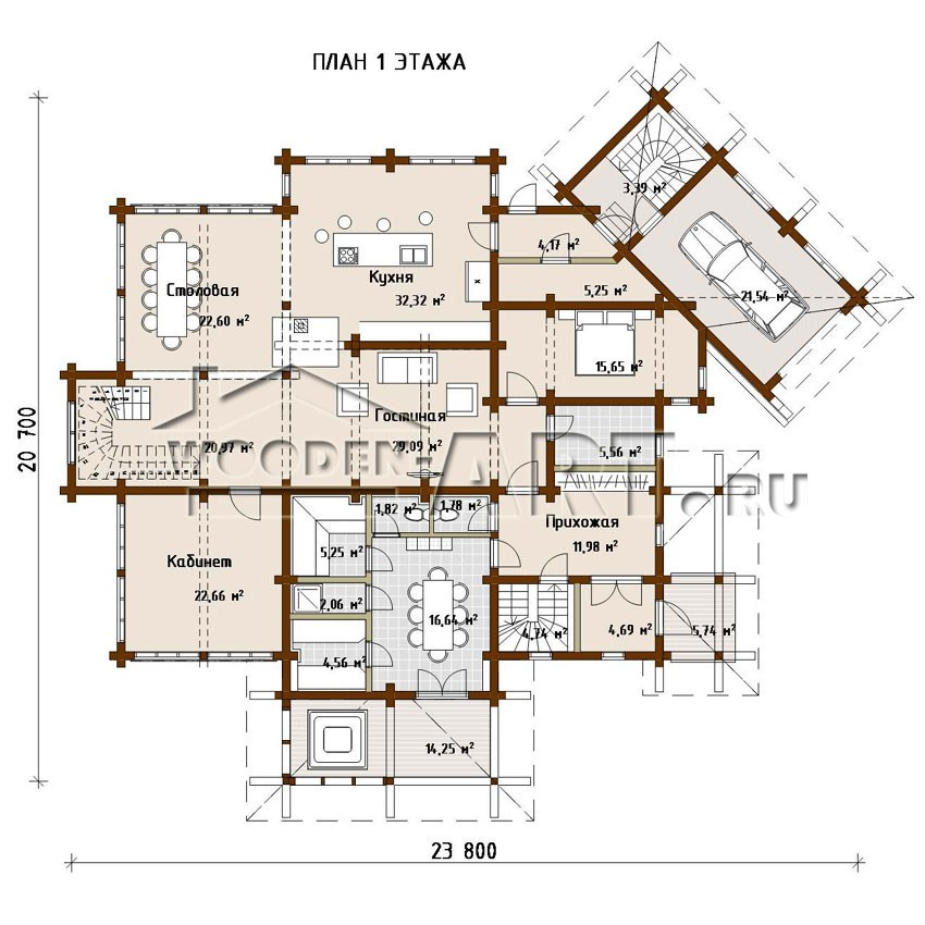 «Жуковка» 546 кв. м. Проекты деревянных домов