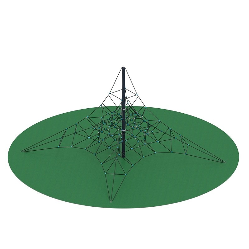 Пирамида - СК 2.05.07-РК сетка на резиновое покрытие Габариты (ШхДхВ): 7700x7700x3930 Зона безопасности, мм: 12240х12240 Возрастные ограничения от 5 до 14 лет, весом не более 70 кг 