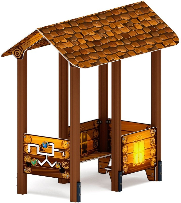 Домик средний 1 (Эко) МФ 10.01.05-02 Габариты (ШхДхВ): 1430х2400х2350 Зона безопасности, мм: 2430х3400