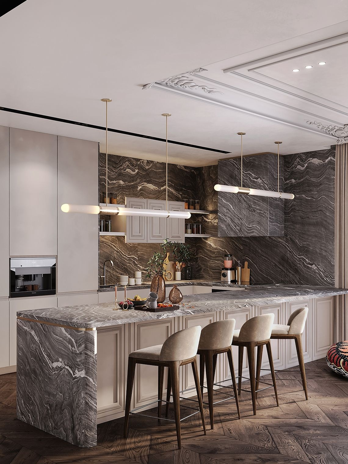 Реализованные проекты в клубном доме Turandot Residences: от видовых квартир с панорамой на МИД и сталинские высотки до двухуровневых пентхаусов с террасами. Современная классика с итальянским мрамором, шпоном натурального дуба и инженерной доской.