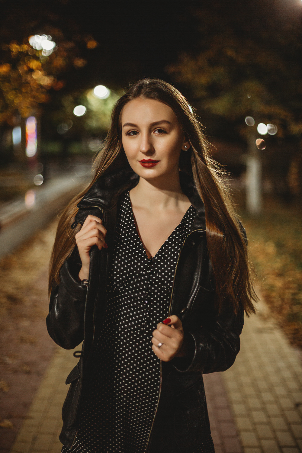 фотосессия, съемка портрета в ночном городе, набережная Брянска