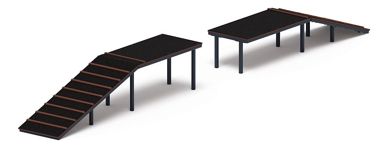 Трамплин для собак ПДС 014-01 Габариты (ШхДхВ): 9865х1020х1000 мм Зона безопасности, мм: 12865х4020