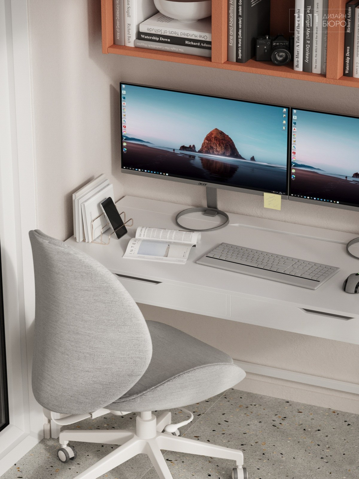 Интерьер кабинета на балконе