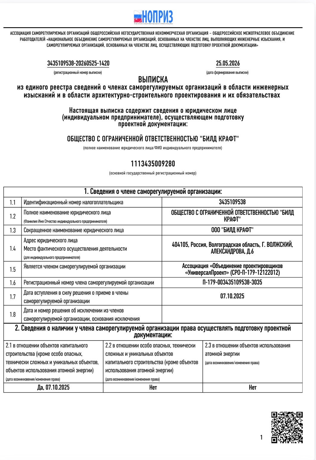Проектное СРО. Строительная компания ООО "БИЛД КРАФТ"