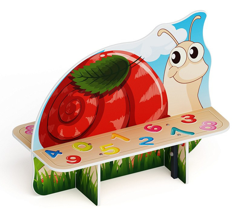 Улитка - Скамейка детская - МФ 41.01.06 Габариты (ШхДхВ): 1180x620x960 мм Зона безопасности, мм: 2180х1620 Возрастные ограничения от 3 лет 