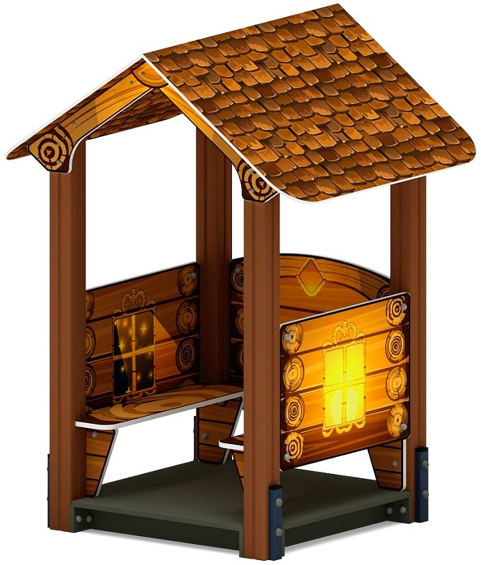 Домик малый 2 (эко) МФ 10.01.02-02 Габариты (ШхДхВ): 1420х1200х1850 Зона безопасности, мм: 2420х2200