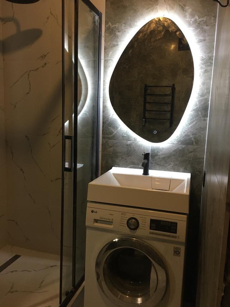 Ванная комната (ул. В. Сажинова д. 6/9). Ремонт санузла, туалета, ванной под ключ в Казани. Укладка плитки