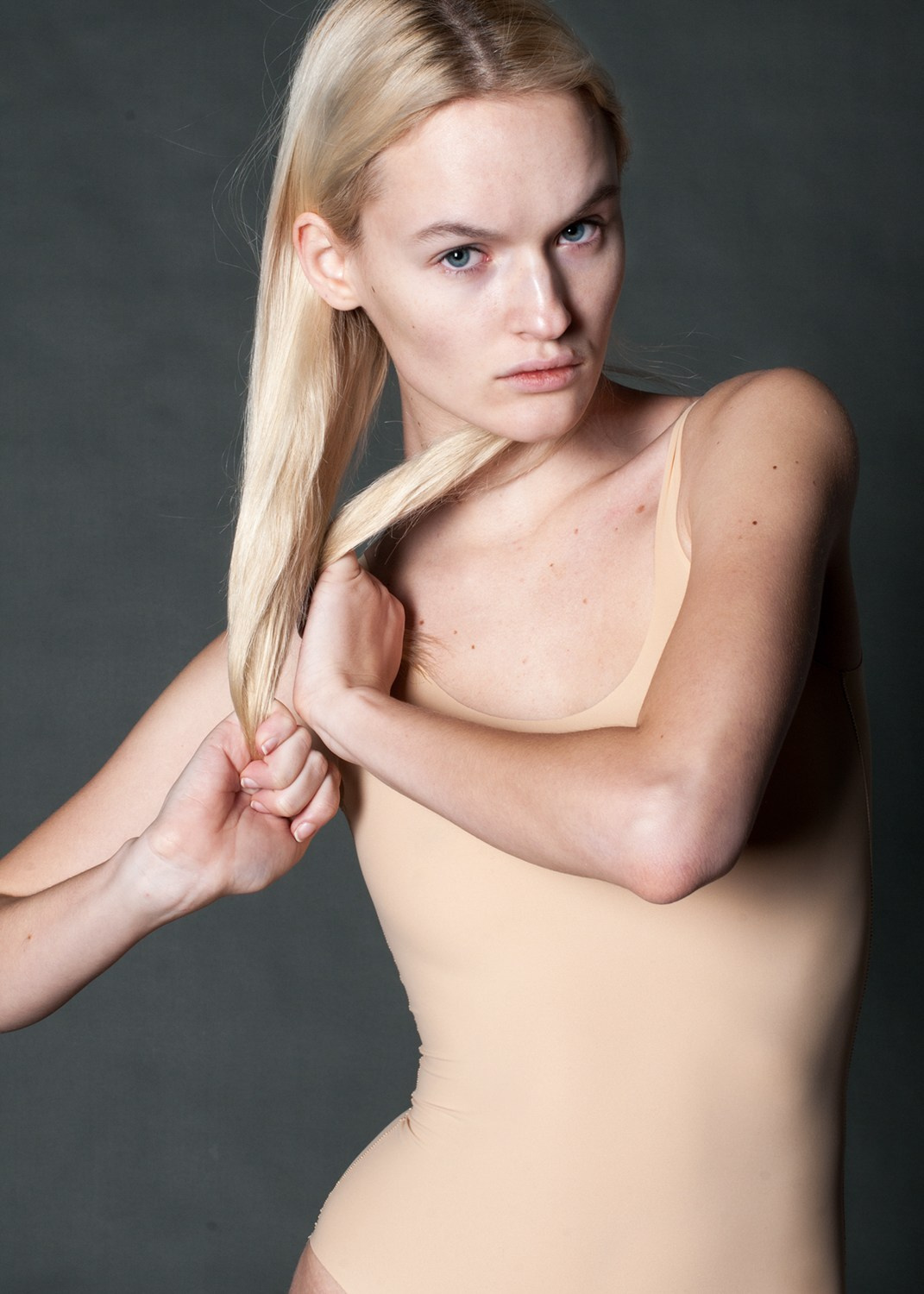 A photo model poses for model tests