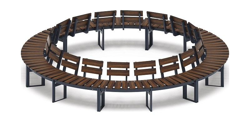 Модульная скамья радиальная (темный дуб) МФ 42.01.27 Габариты (ШхДхВ): 3500х3500х740 мм