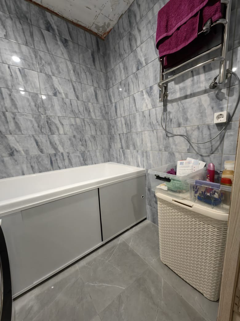 Ванная комната (ул. Ямашева д. 90). Ремонт санузла, туалета, ванной под ключ в Казани. Укладка плитки