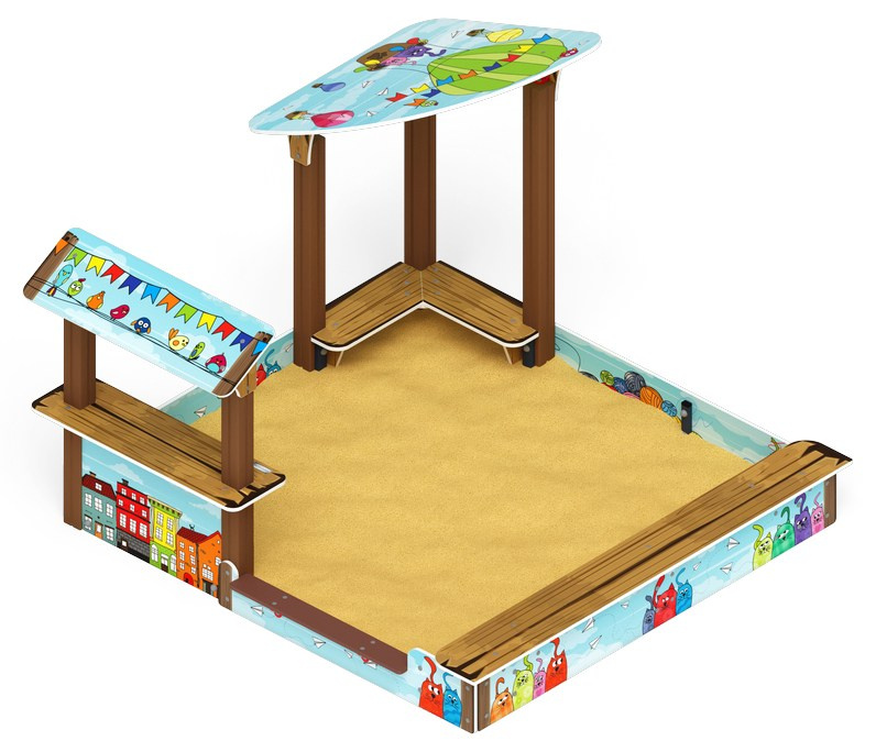 Песочный дворик (Коты) - ИО 6.01.01-03 Габариты (ШхДхВ): 2600x2540x1640 Зона безопасности, мм: 3600х3540