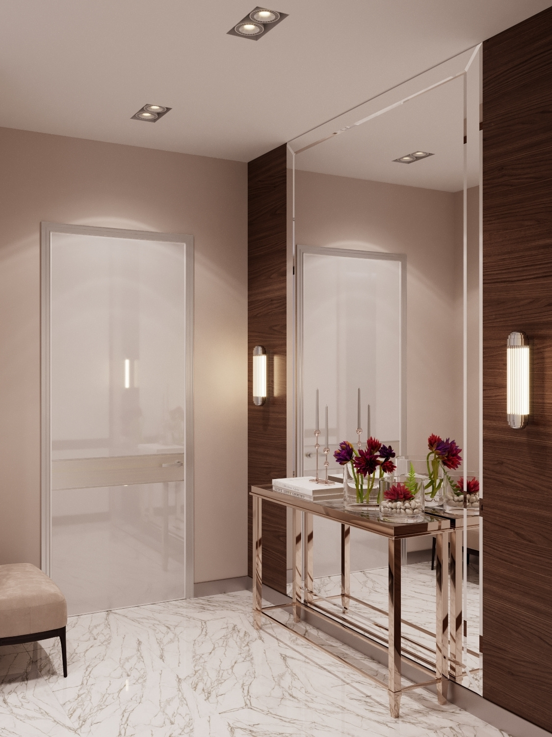 Зеркальное панно в прихожей