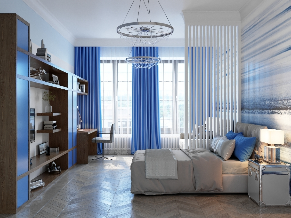 Детская комната для мальчика в голубых тонах