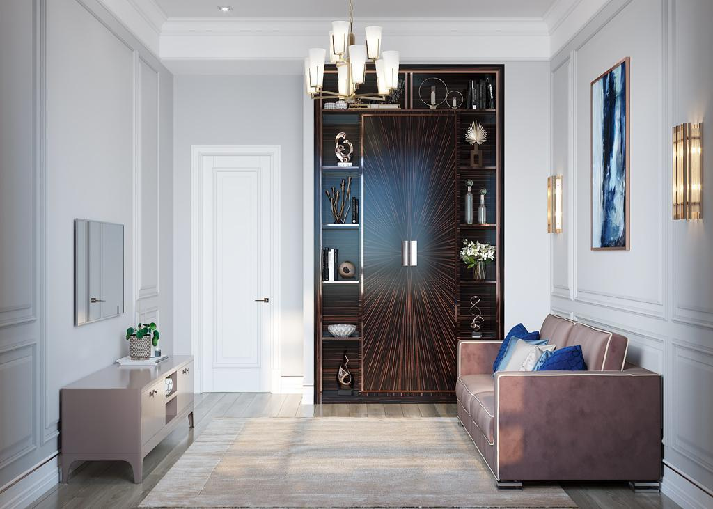 Дизайн кабинета с высокими потолками