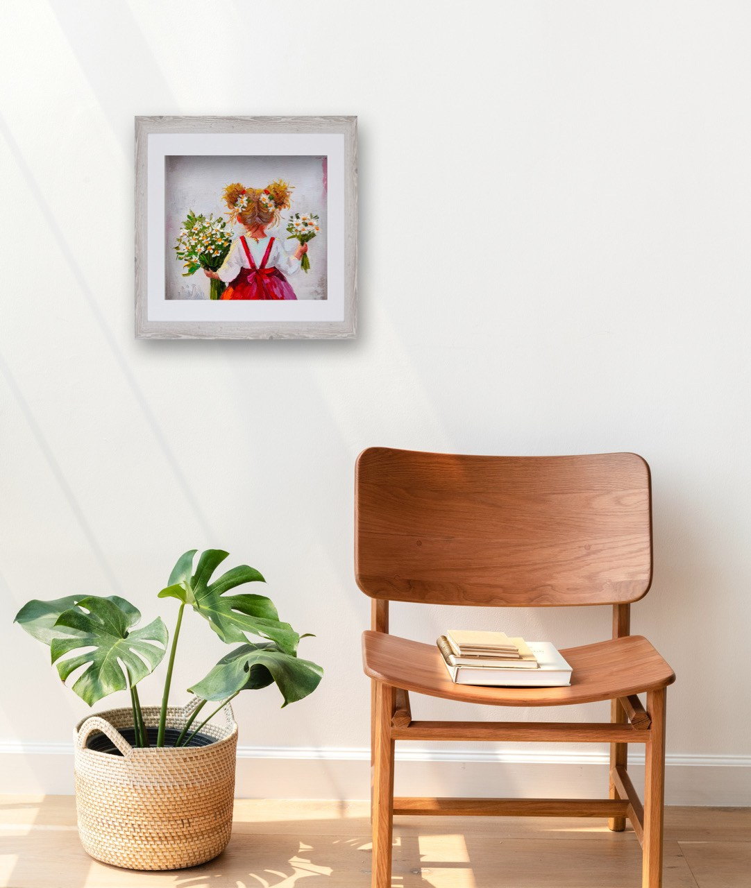 Купить картину маслом на холсте - цветы и девочка