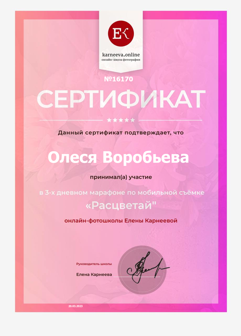 Обучение. Фотограф в Туле. Воробьева Олеся