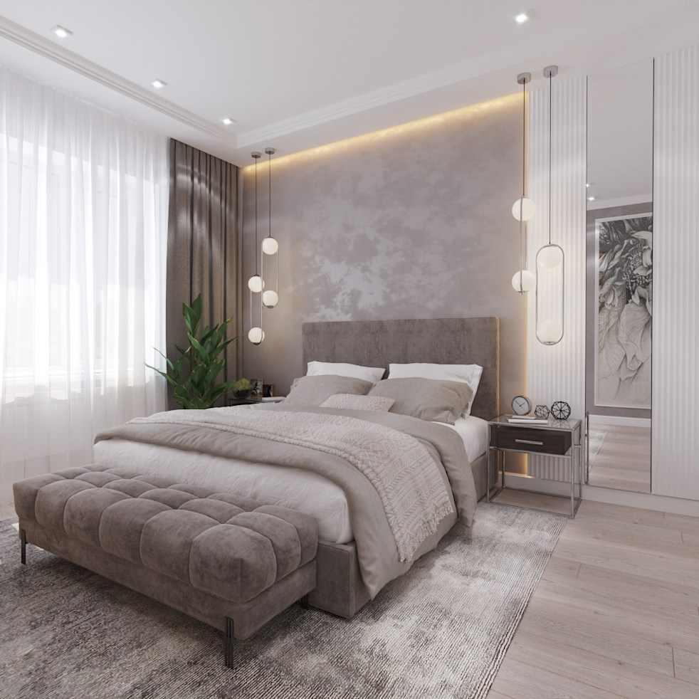 Спальня — современная классика. Студия дизайна FishkaRom в Краснодаре и по всей России