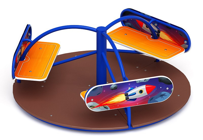 Карусель (Космопорт) - ИО 30.14.01-И1                                                                                                                                                                 Габариты (ШхДхВ): D=1600 H=700                                                                                                                                                                             Зона безопасности, мм: 5600х5600 D=5600                                                                                                                                             Возрастные ограничения весом не более 70 кг