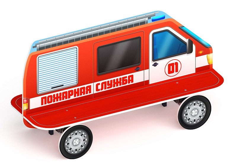 Пожарная машина - Скамейка детская - МФ 41.03.01-01 Габариты (ШхДхВ): 1680x620x850 мм Зона безопасности, мм: 2680х1620 Возрастные ограничения от 3 лет 