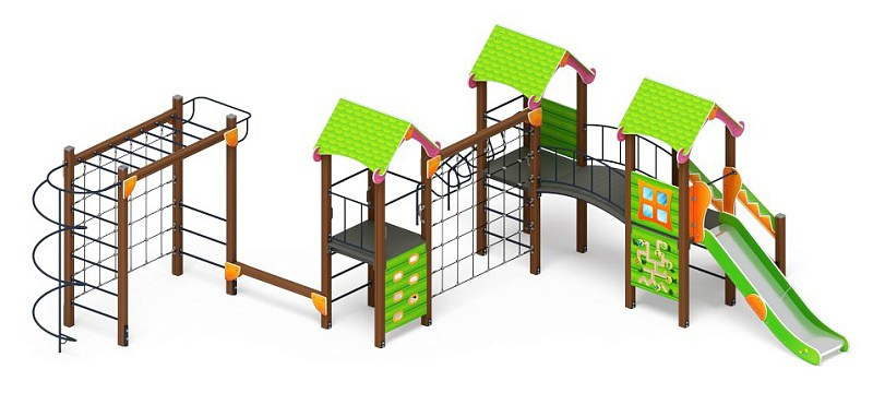 Лукоморье - ДИК 2.25.07-01.С - Игровой комплекс H=1200                                                                                                                      Габариты (ШхДхВ): 8120x8020x3000                                                                                                                                                                    Зона безопасности, мм: 11620х11020                                                                                                                                                                        Скат горки: H=1200 (металлический скат)