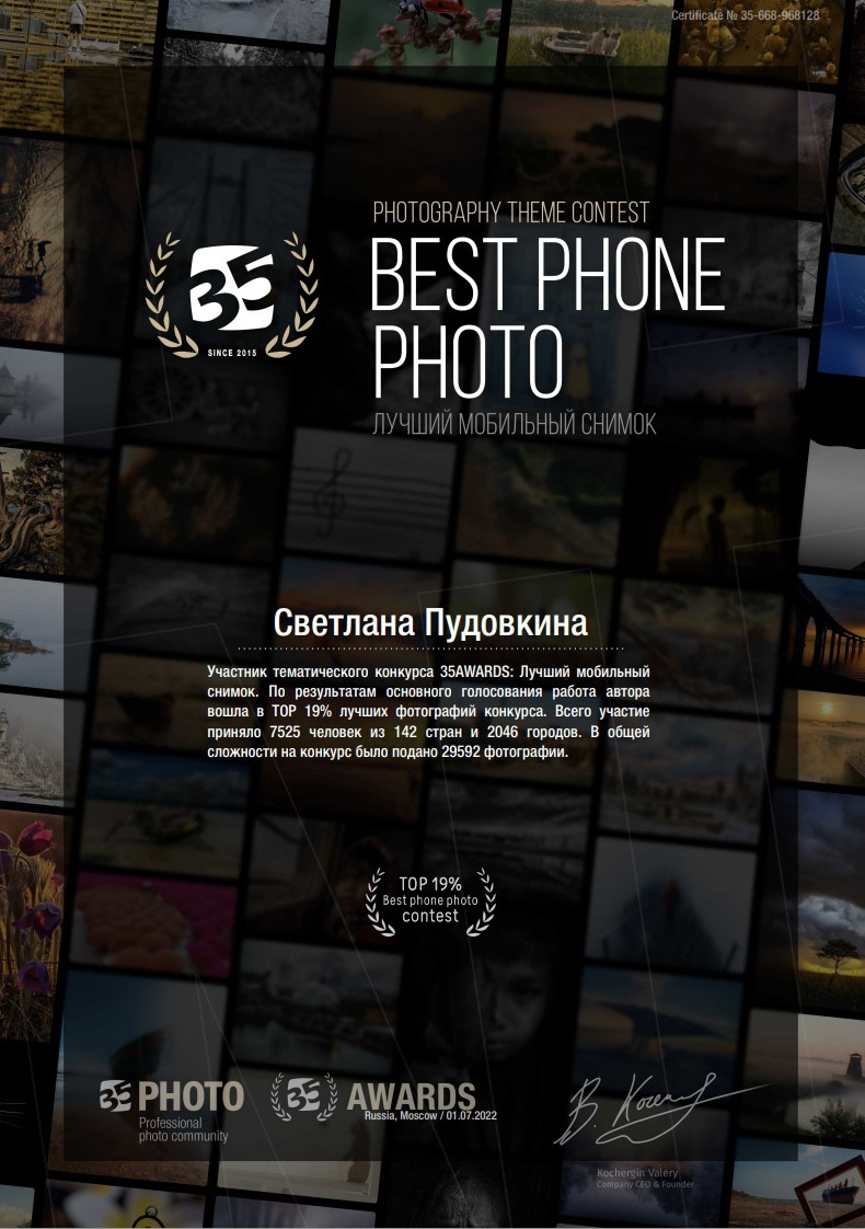 Дипломы 35awards. Фотограф Тольятти Светлана Пудовкина