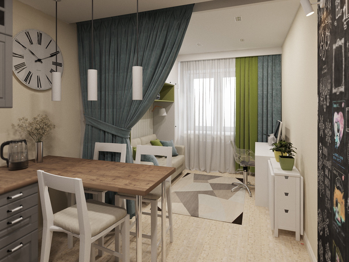 Кудрово (42 кв. м.). Дизайн интерьера в Санкт-Петурберге и Москве. Ксения Паршикова