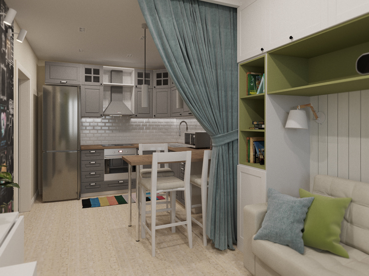 Кудрово (42 кв. м.). Дизайн интерьера в Санкт-Петурберге и Москве. Ксения Паршикова