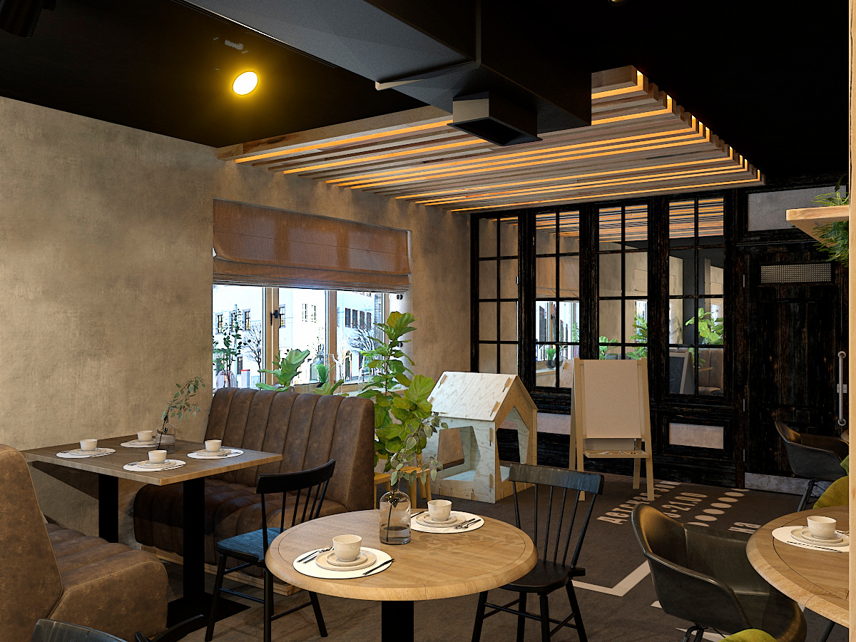 Ресторан «ЮлА» г. Боровичи. Дизайн интерьера в Пскове и Великом Новгороде