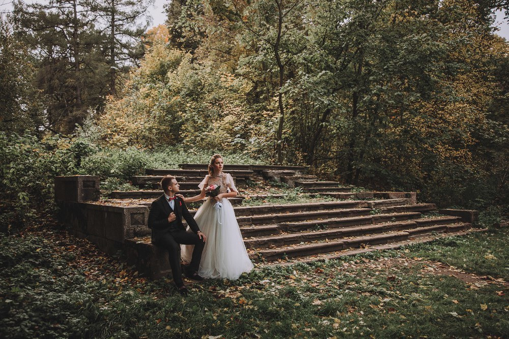 Свадебная съемка на природе, графские развалины в Хотылево, фотосессия в ходе мастер-класса