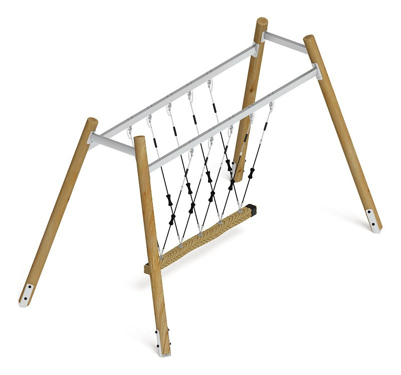 Качели (Лиственница орех) ИО 15.Р.01.01-02 Габариты (ШхДхВ): 5540х3000х3360 Зона безопасности, мм: 8500х8500 Возрастные ограничения от 3 лет