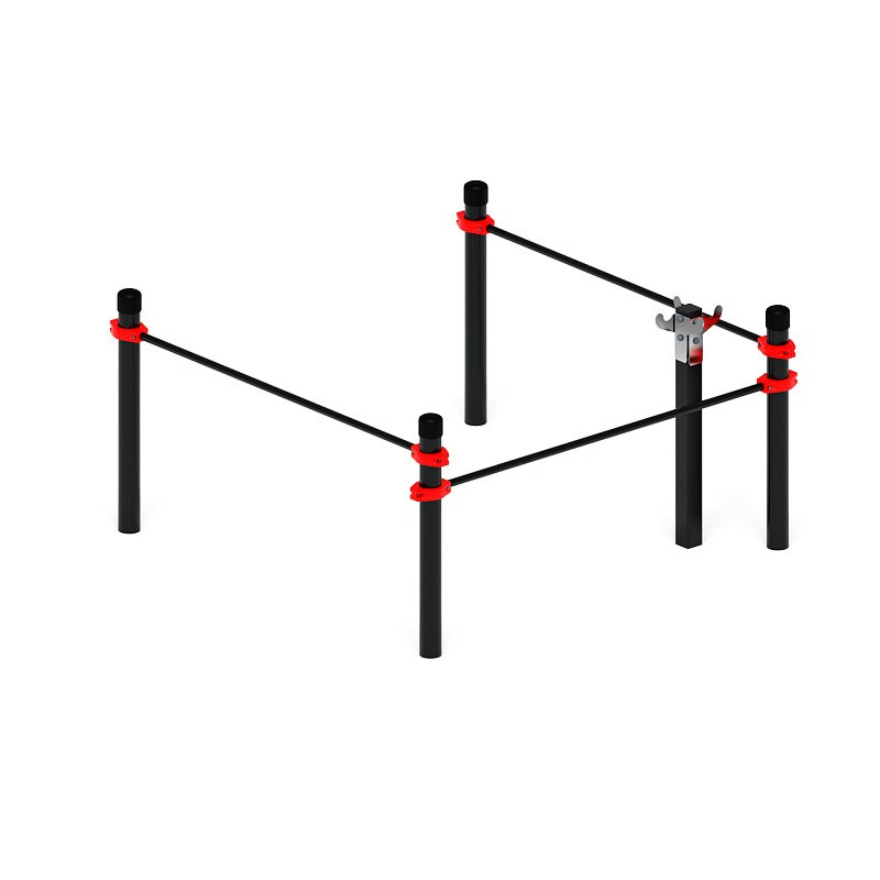 Воркаут 108.Комплекс для выполнения испытаний рывок (красный) ВТ 02.09-01 Габариты (ШхДхВ):2000х2000х1000 Зона безопасности, мм:5000х5000 Возрастные ограничения от 14 лет, весом не более 100 кг