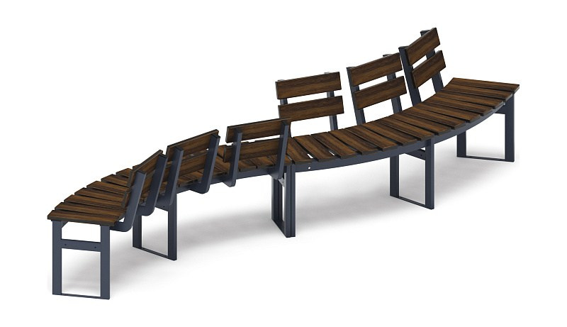 Модульная скамья радиальная (темный дуб) МФ 42.01.23 Габариты (ШхДхВ): 3280х800х740 мм 