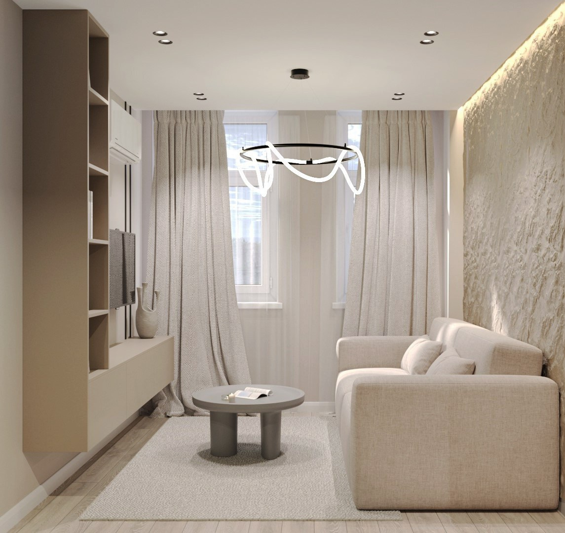 Квартира 54 м² г. Иркутск. ПРОЕКТИРОВАНИЕ ИНТЕРЬЕРОВ И АРХИТЕКТУРНЫХ РЕШЕНИЙ В СТУДИИ SHELOFAST DESIGN