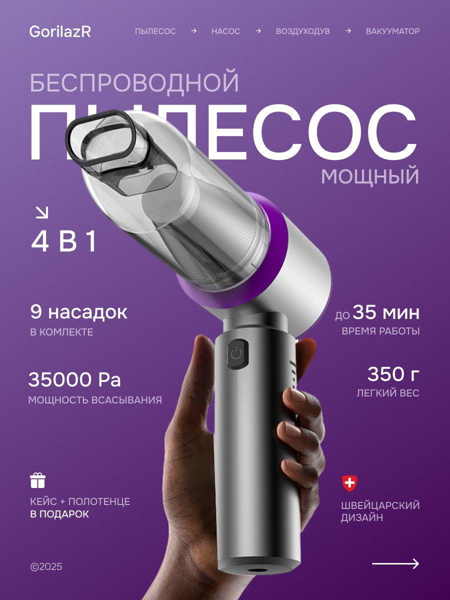 Пылесос автомобильный. TastyType ✦ контент для маркетплейсов