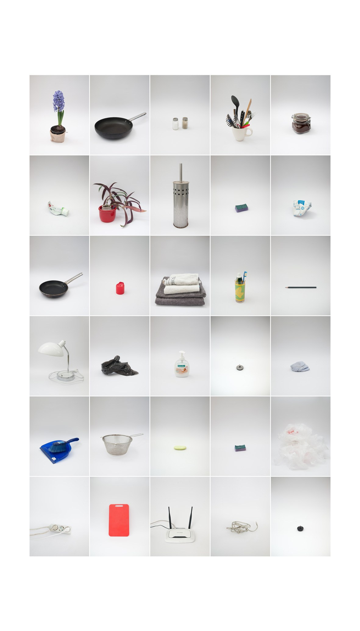 Items found in the apartment and 4 artist's own items. Pigment print, 100x175 cm