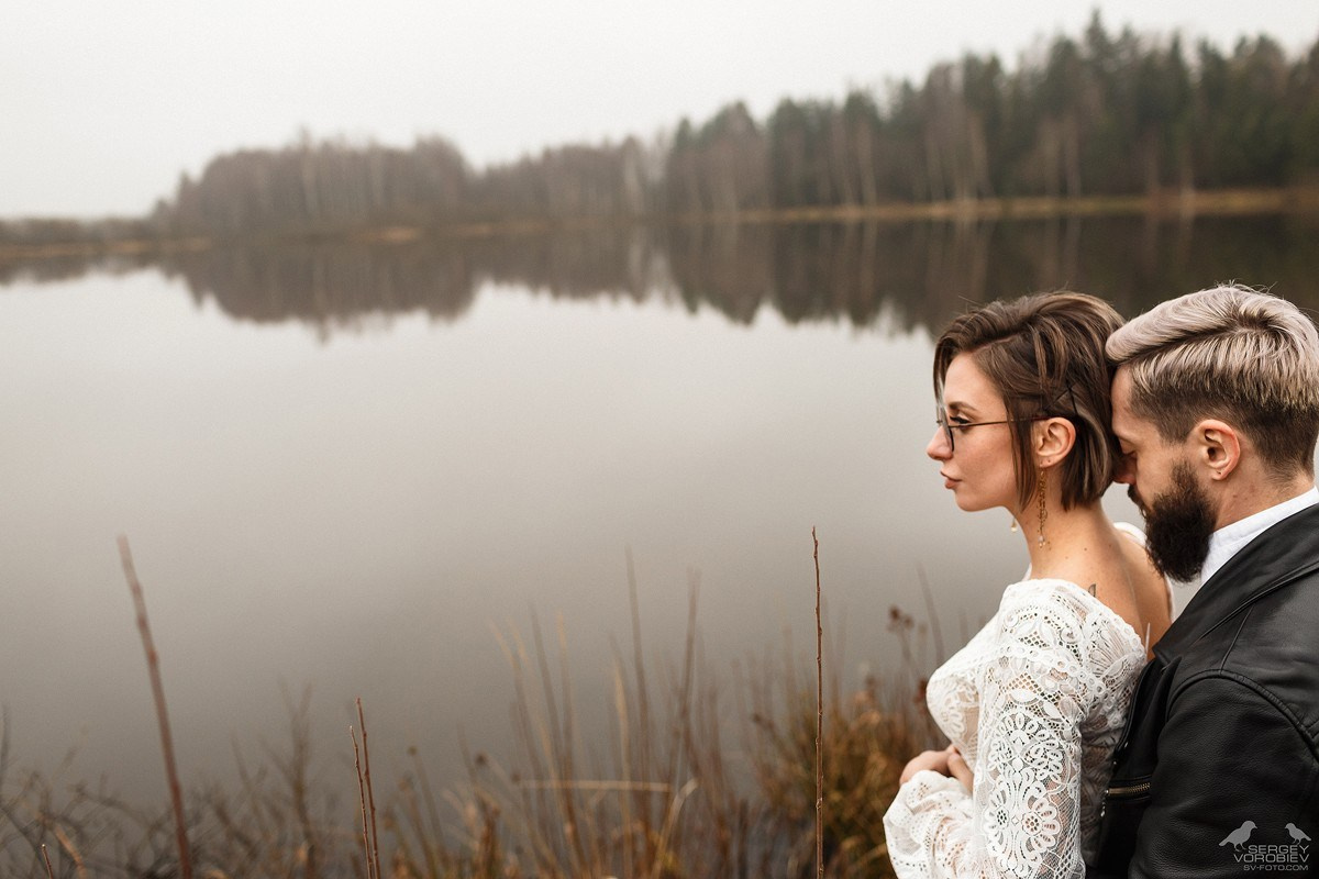 Стильная и дерзкая свадебная фотосессия на природе. Свадебный фотограф в Нижнем Новгороде и Москве Сергей Воробьев