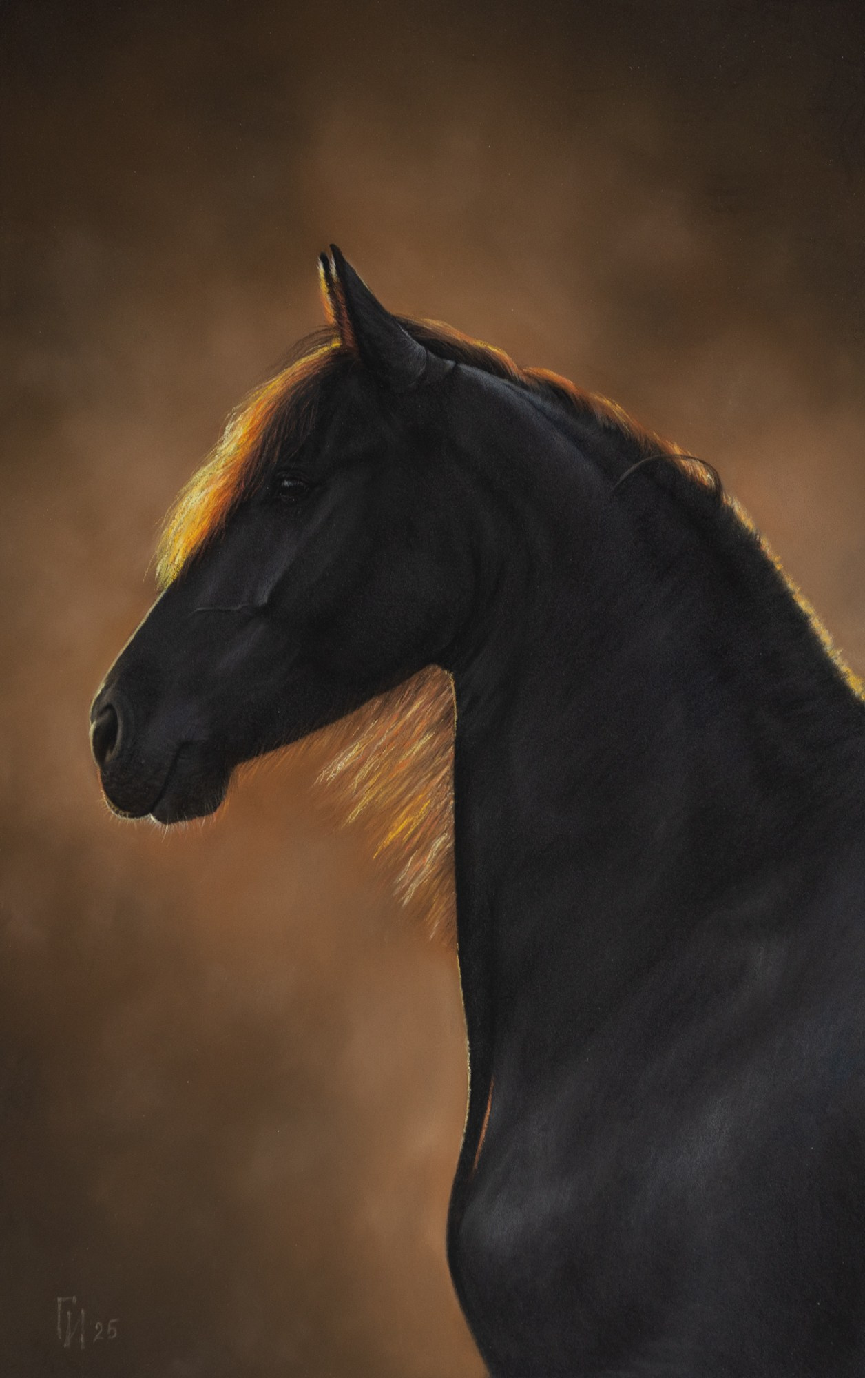 Огненный фриз. Пастель, 30x52см. Работа по МК