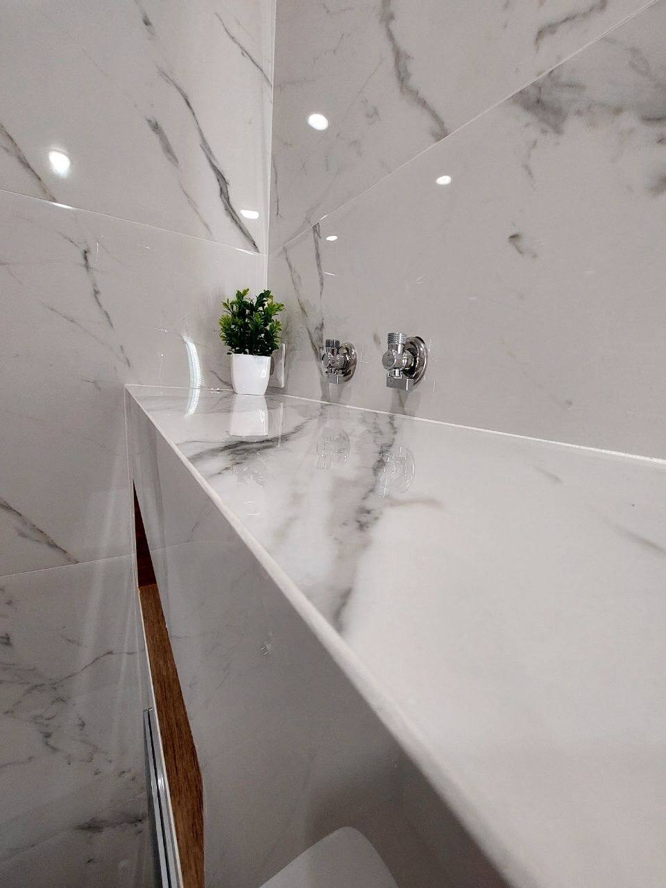 Ванная комната (ЖК Мечта, ул. Мансура Хасанова д. 13). Ремонт санузла, туалета, ванной под ключ в Казани. Укладка плитки