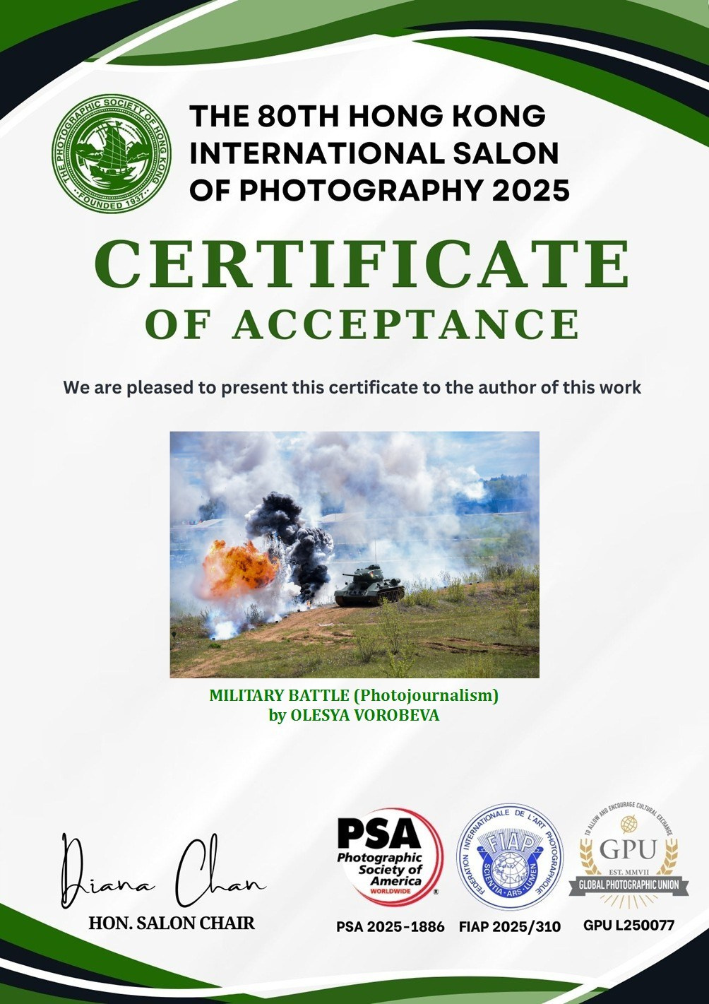 Награды. Фотограф в Туле. Воробьева Олеся