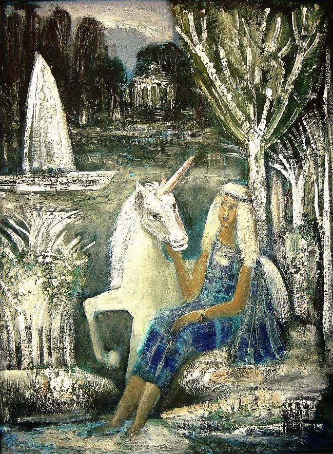 Девушка и единорог. 2010-2011гг. Холст, масло, акрил. 80Х60см. Арт. ...