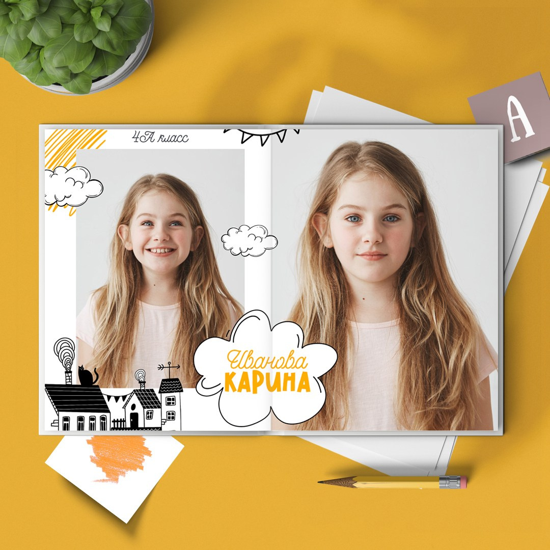Выпускной альбом для начальной школы и детского сада «Doodle». Medlori fotobook Выпускные альбомы в Липецке Лариса Медведева