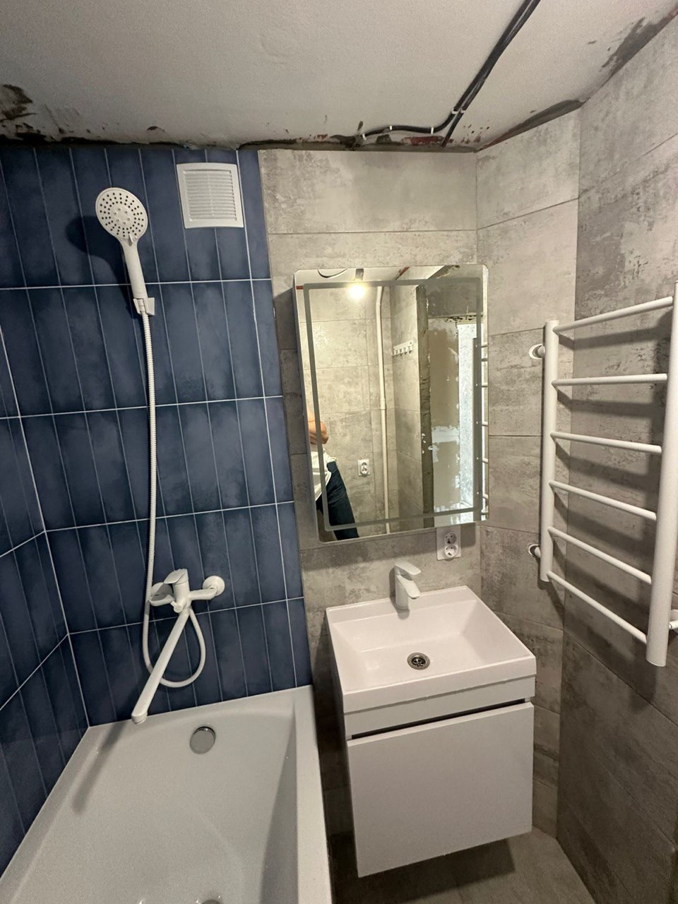 Ванная комната (ул. Четаева д. 46). Ремонт санузла, туалета, ванной под ключ в Казани. Укладка плитки