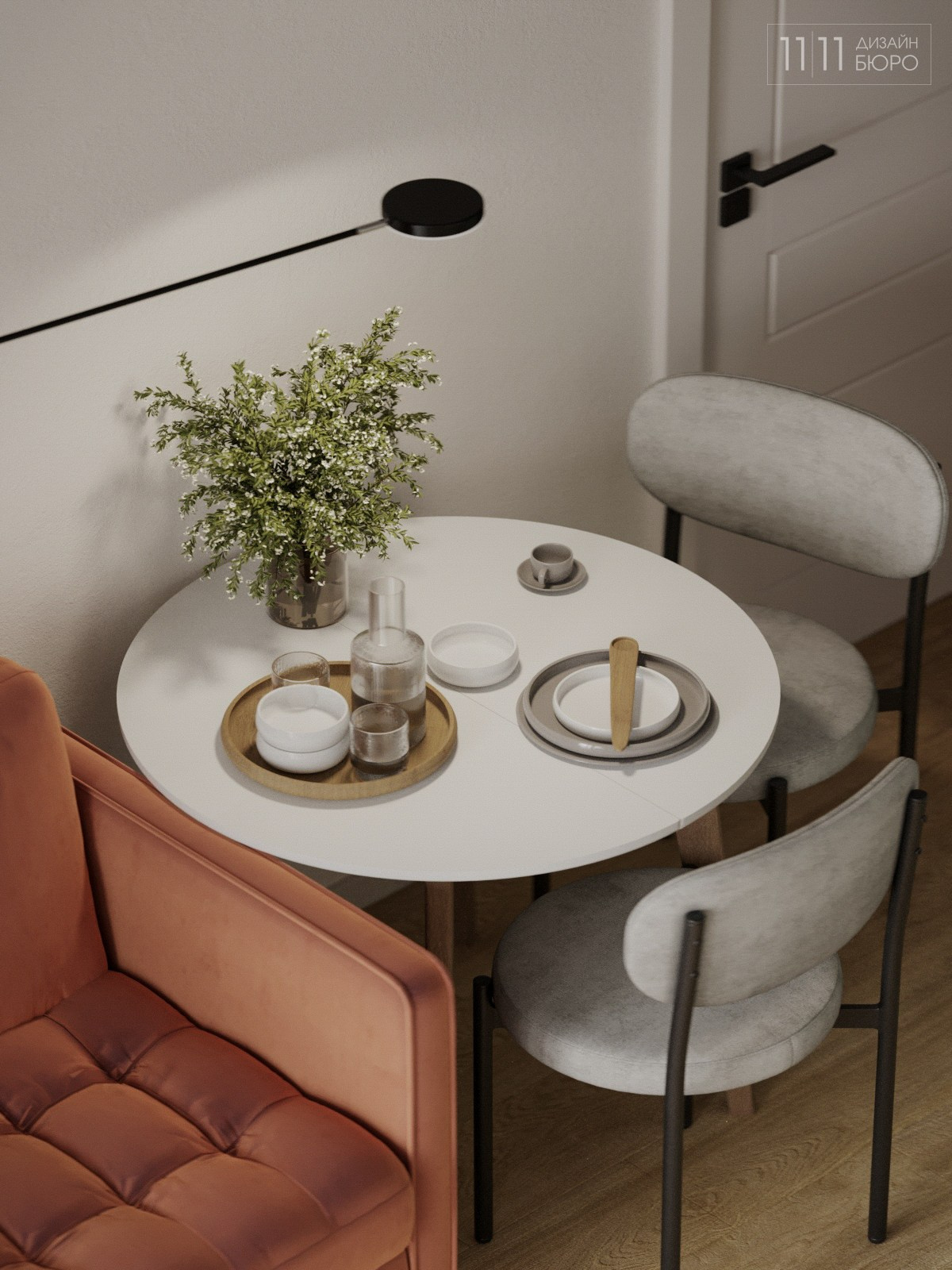 Маленький обеденный стол в интерьере кухни